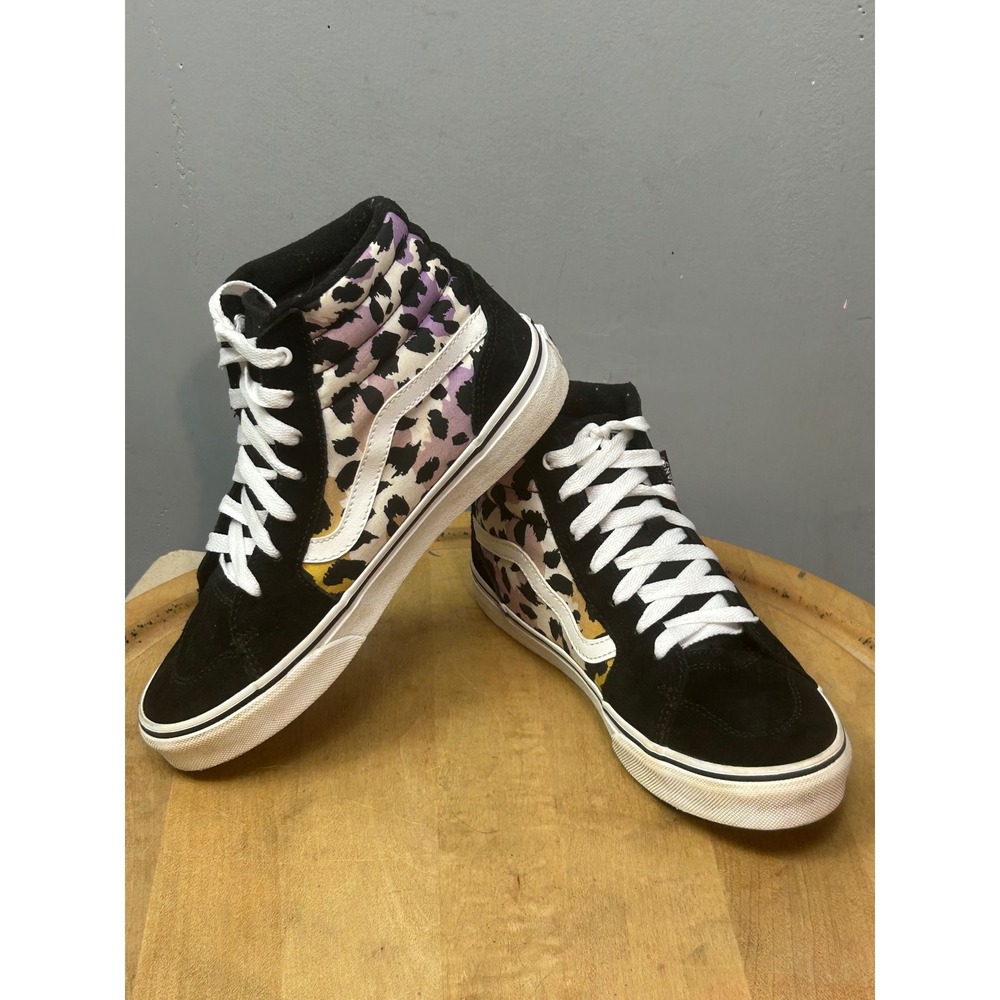 Vans Sneakers Girls 5.0 Missy Black Leopard Print Sk8-Hi High‎ Top Suede Canvas